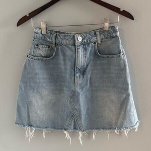 BDG Blue Fringe Mini Skirt